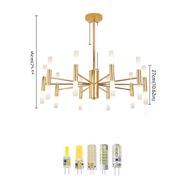 LED-krona, gulddesign, mångsidig inomhusbruk,20 huvuden Guld