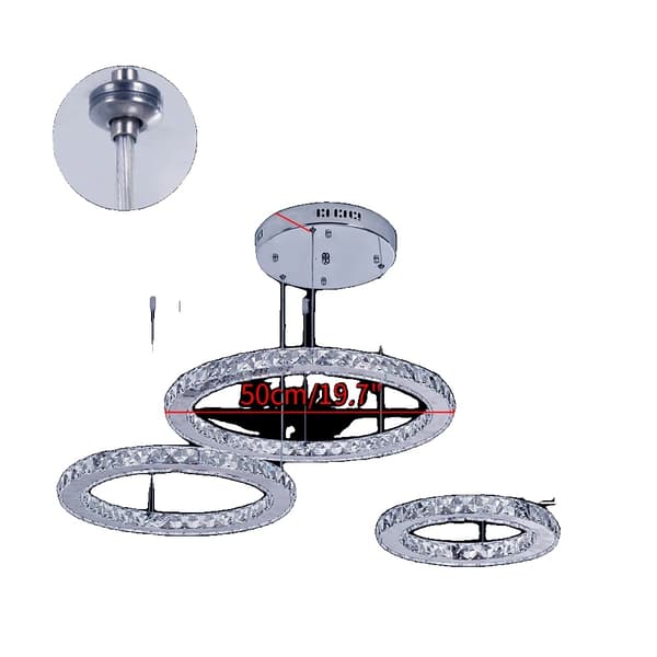 Taklampa, kristall design, LED-belysning, 345 ring, Kallvit