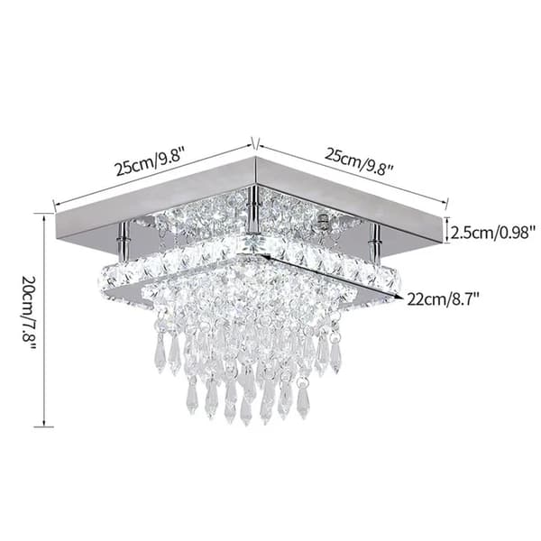 LED Krystal Lysekrone, Krom Finish, Dæmpbar Lysstyrke,F25, Kold Hvid