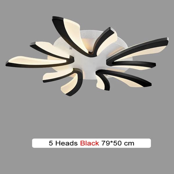 LED Kronljus, Modern Design, Akryl Material, 5 kronblad svart, Kallvit
