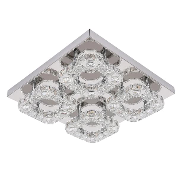Kristalltaklampa, LED-ljuskälla, dimbar funktionalitet,Kall Vit, 4 huvuden 35 cm
