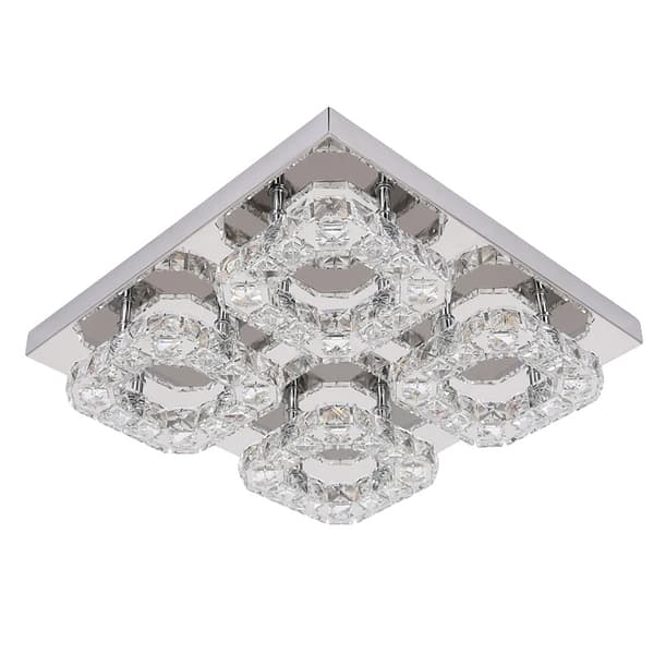 Kristalltaklampa, LED-ljuskälla, dimbar funktionalitet,Kall Vit, 4 huvuden 35 cm