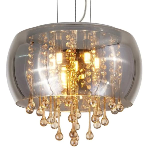 Modern glas taklampa, 400 mm diameter, 800 mm höjd,Röksvart, Trikolor nr RC