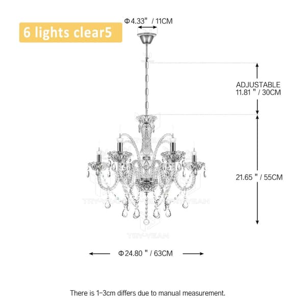 Kristallkrona, Modern Design, Elegant Atmosfär,6 armar transparenta5