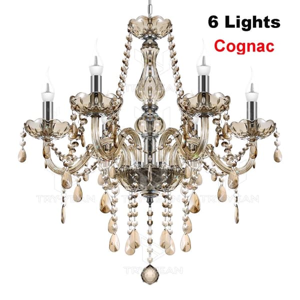 Kristallkrona, Modern Design, Elegant Atmosfär,6 armar Cognac