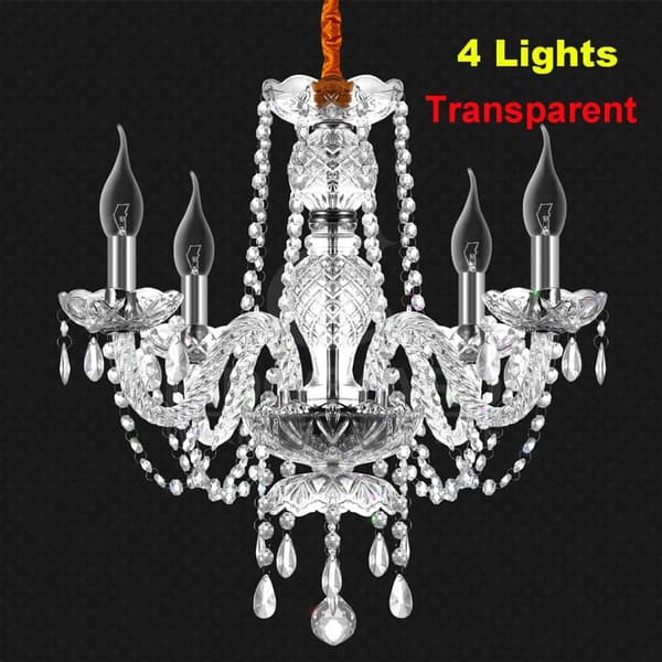 Kristallkrona, Modern Design, Elegant Atmosfär,4 armar transparenta
