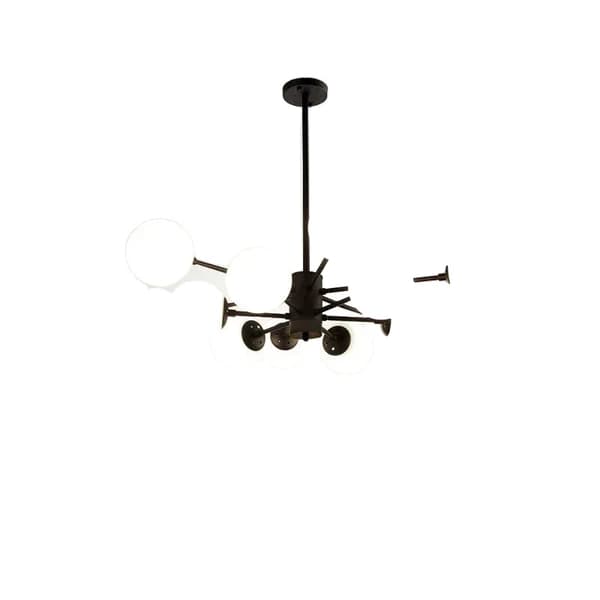 Modern glaschandelier, järn- och glasmaterial, flera lampskärmval, lämplig för 15-20 m²,Trikolor dimning, 12 huvuden mjölkvit