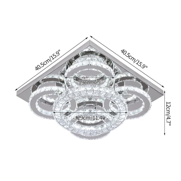 Kristallkrona, dimbar, LED-lampa ingår, takmonterad design,Med fjärrkontroll, D40.5cm
