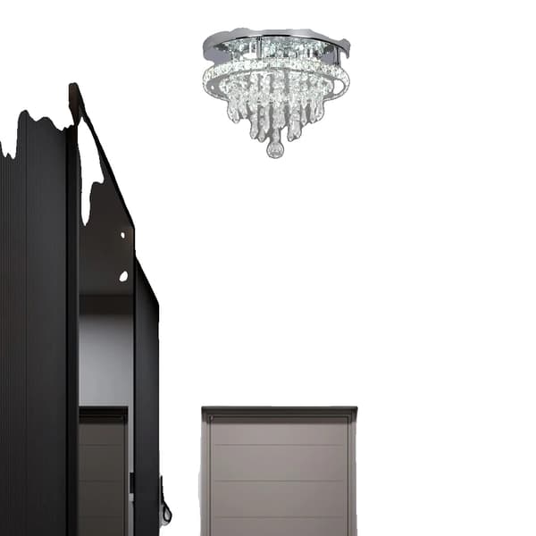 LED Kristalltaklampa, 30 cm diameter, kromfärgad kropp, 29W effekt,kallt ljus utan RC, 2 ljus
