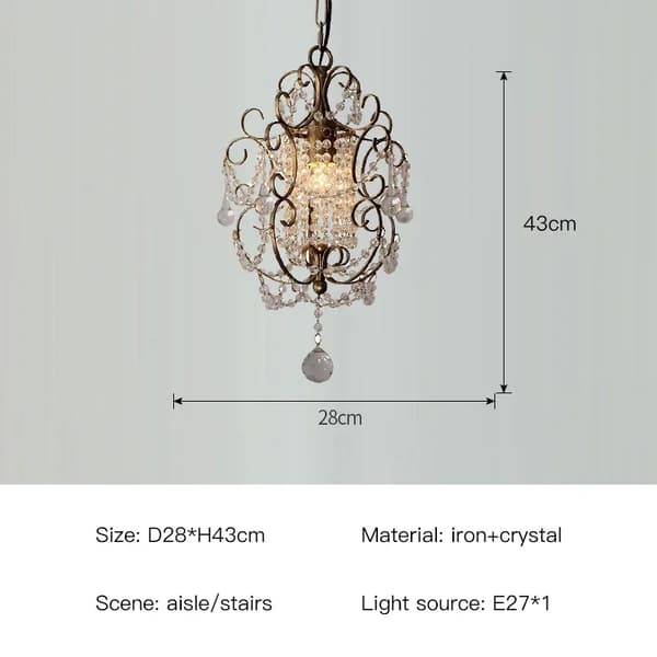 Kristallkrona, D28*H43cm, Järn + Kristall, E27 Ljuskälla,Varm Ljus, 28X43CM, Antik Silver