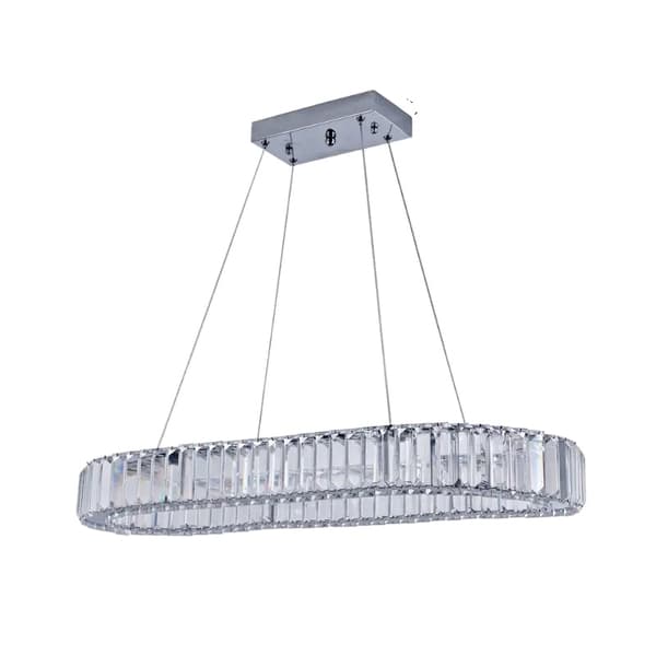 Kristall Oval Kandelaber, LED-belysning, Justerbar längd, Modern stil,Förändringsbar ingen fjärrkontroll, L70cm stor