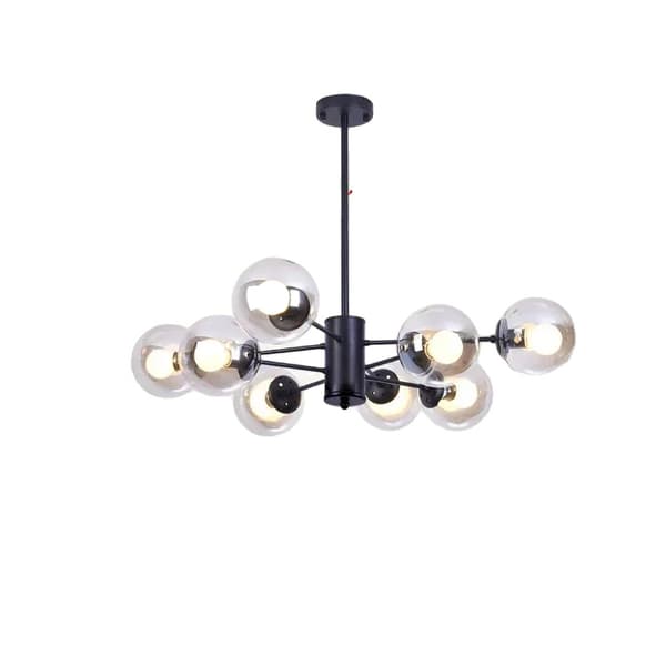 Modern glaschandelier, järn- och glasmaterial, flera lampskärmval, lämplig för 15-20 m²,Trikolor dimning, 8 huvuden amber glas