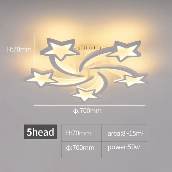 LED-krona, stjärndesign, dimbar, smart kontroll,APP med RC dimbar, 5 ljus
