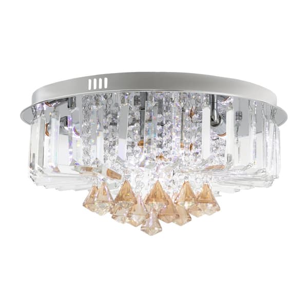 Taklampa, samtida lyx i kristallglas, rund LED-inbyggnad, 50 cm diameter,Klar
