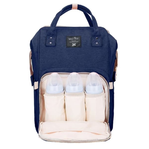 Herzberg HG-03206: Multifunktionell blöj- och flaskväska för mammor - blå