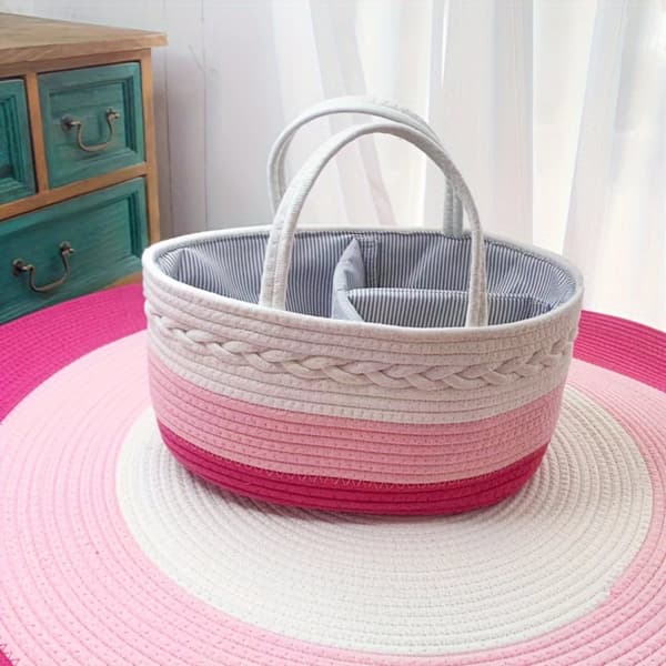 Skötväska Caddy, Bärbar Förvaringslösning, Stilren Design,Rosa