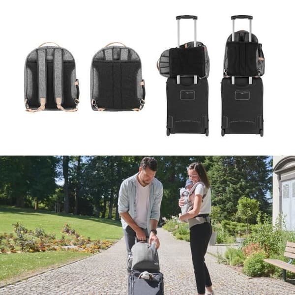 Babymoov Le Pyla skötryggsäck, med stor isolerad ficka - Skötmatta ingår - Smokey