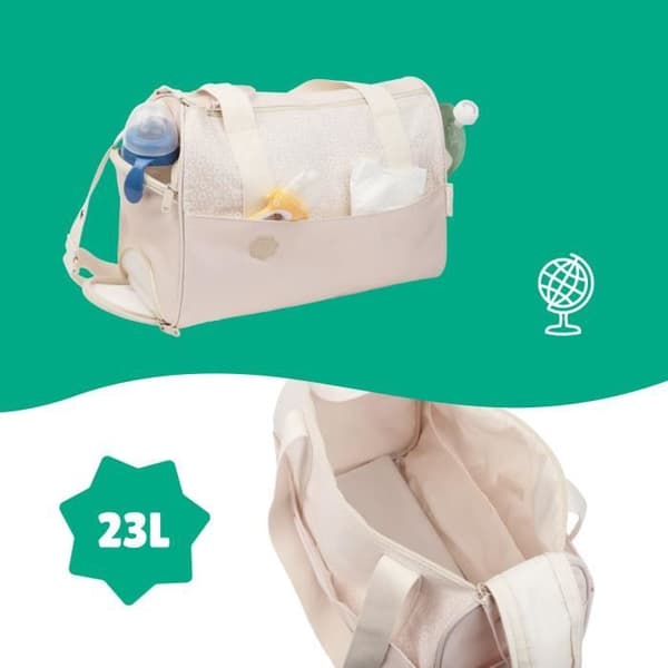 Badabulle Pocket Style Skötväska - Skötbädd, Isolerande Överdrag, Påse, Inkluderar Barnvagnstillbehör, Krämfärgad