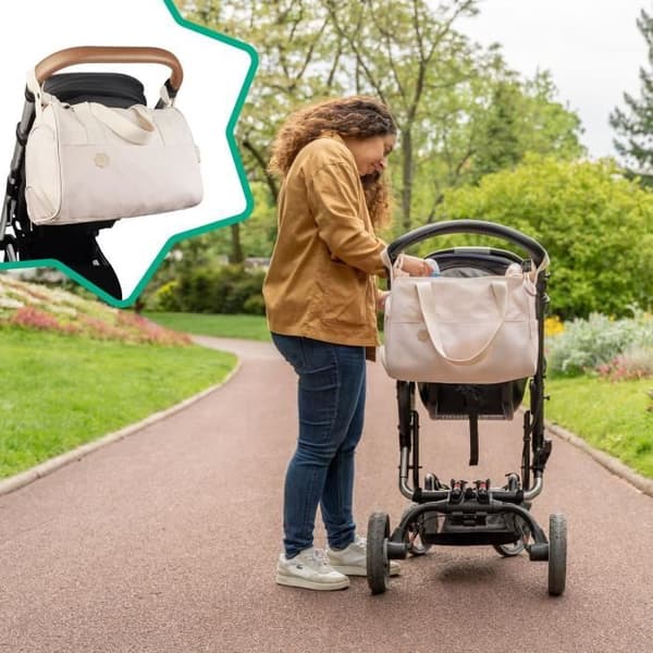 Badabulle Pocket Style Skötväska - Skötbädd, Isolerande Överdrag, Påse, Inkluderar Barnvagnstillbehör, Krämfärgad