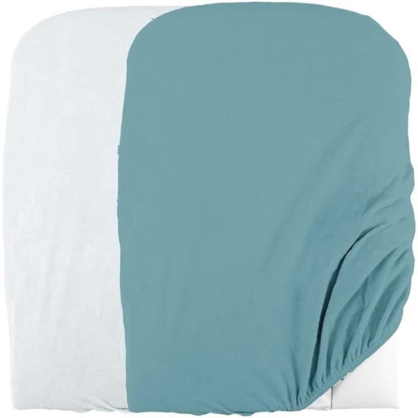 Domiva Set med 2 skötunderlägg - 50 x 75 cm - Polybomullssvamp - Vit/Nil