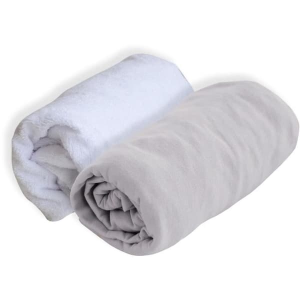 DOMIVA Dra-på-lakan + Madrasskydd - 100% bomull - Desinficerad behandling - Pearl - 60 x 120 cm
