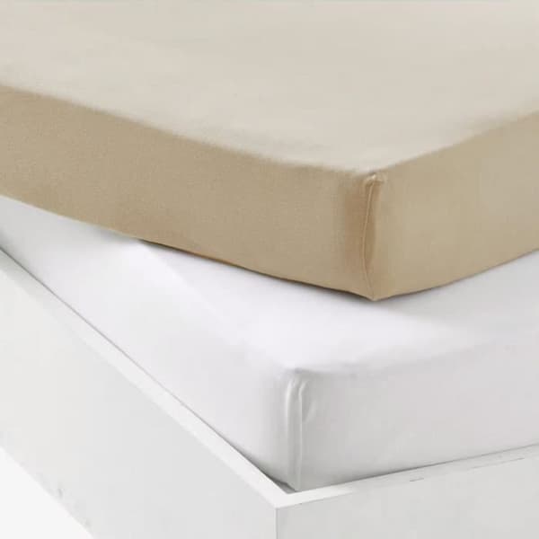 Set med 2 dra-på-lakan - P'TIT DODO - Jersey - 60 x 120 cm - Vit / Hudfärgad