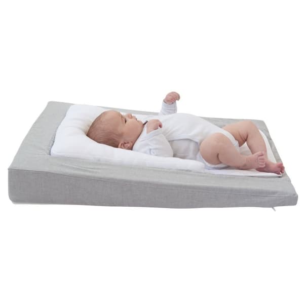 CANDIDE - Mysig skötbädd, 0-36 månader, Halkfri, Vattenavvisande, Made In France, 70x50x10cm (Chiné Grey)