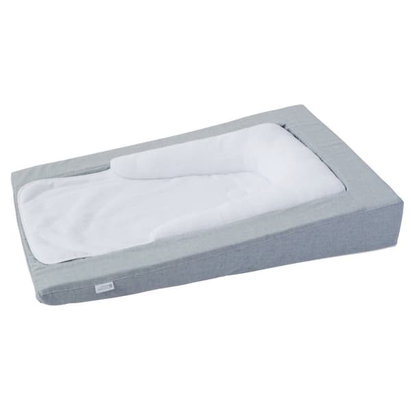 CANDIDE - Mysig skötbädd, 0-36 månader, Halkfri, Vattenavvisande, Made In France, 70x50x10cm (Chiné Grey)