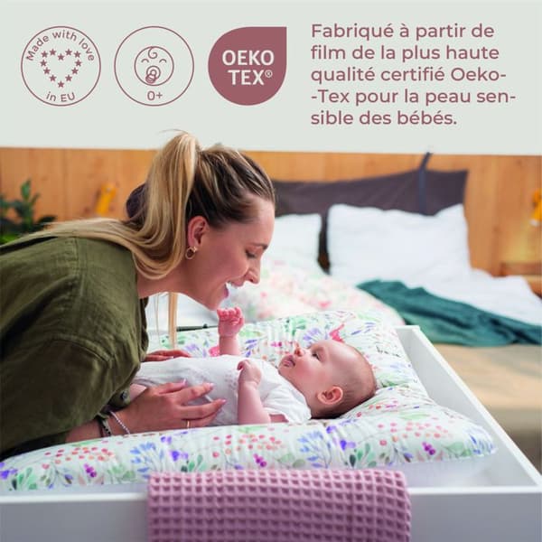 Ceba Baby Tjock tvättbar skötmatta - Rowanberry, 50x70 cm - Certifierad Öko-Tex, Vattentät