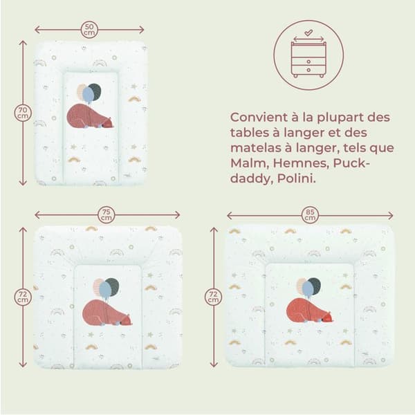 Ceba Baby Tjock tvättbar skötmatta - Rowanberry, 50x70 cm - Certifierad Öko-Tex, Vattentät