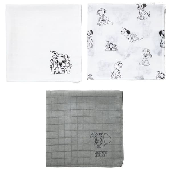 DISNEY 101 Dalmatiner Set med 3 swaddles - 60 x 60 cm
