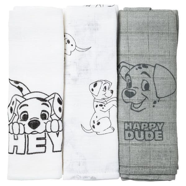 DISNEY 101 Dalmatiner Set med 3 swaddles - 60 x 60 cm