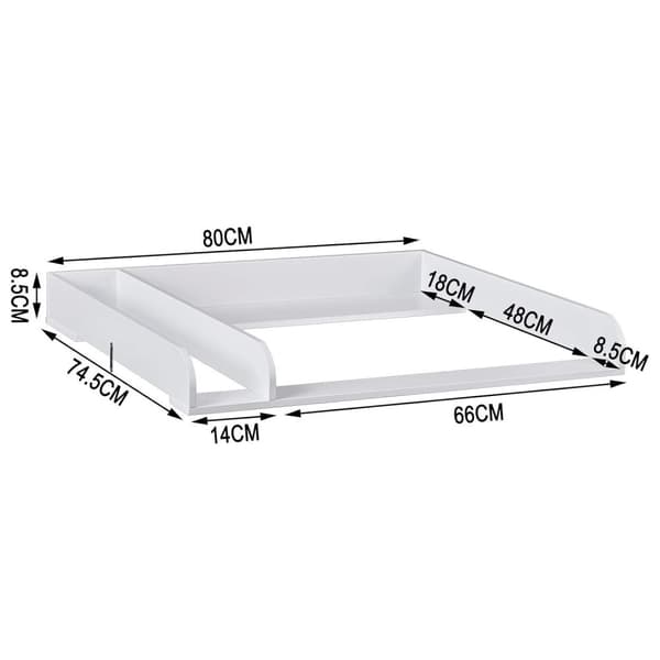 Rootz 2-in-1 vauvan hoitopöytä - lastentarhan lipasto - Säilytysyksikkö - Mukava korkeus - Turvallinen muotoilu - Runsaasti säilytystilaa - 80 cm x 48