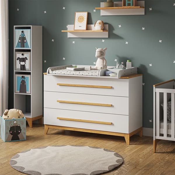 Vitalispa Malia skötbord, Vit, 133 x 98 cm XL med 3 lådor