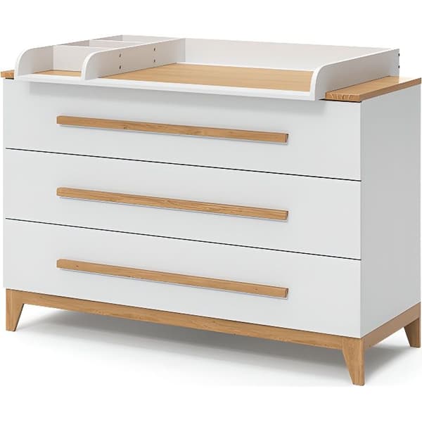 Vitalispa Malia skötbord, Vit, 133 x 98 cm XL med 3 lådor