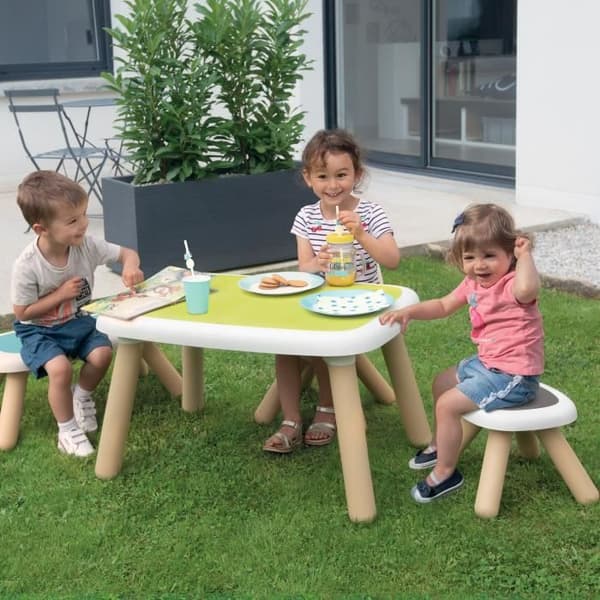 SMOBY - KID Grönt barnbord - Anti UV - 4 barn - Tillverkat i Frankrike