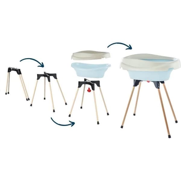 Skötbord och badkarspaket - THERMOBABY - VASCO - Fleur Bleue - 2 i 1