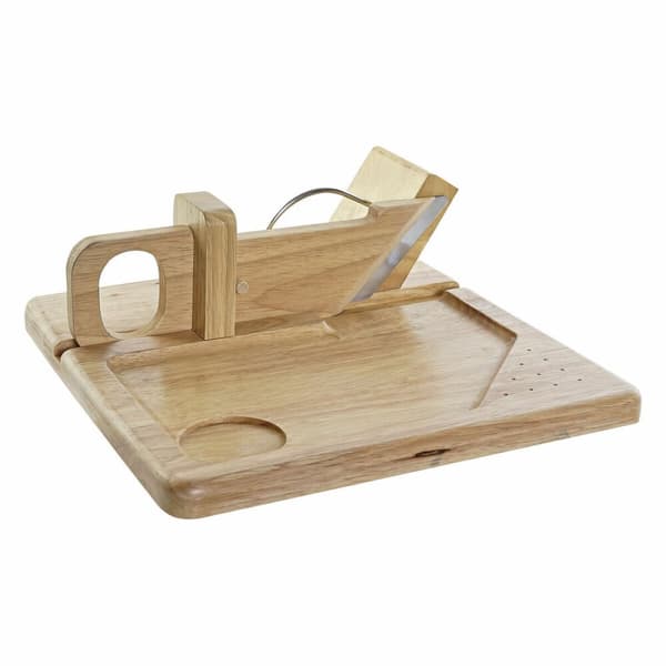 Cutter DKD Home Decor 29 x 29 x 10 cm Gummitræ Rustfrit stål