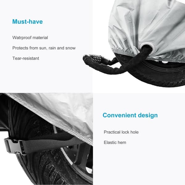 XXL Outdoor Motorcykelskydd i Silver - Svart - Storlek 245 x 105 x 125 cm - För skydd av tvåhjuliga fordon i alla väderförhållanden