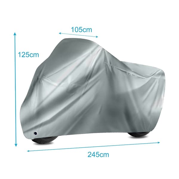 XXL Outdoor Motorcykelskydd i Silver - Svart - Storlek 245 x 105 x 125 cm - För skydd av tvåhjuliga fordon i alla väderförhållanden