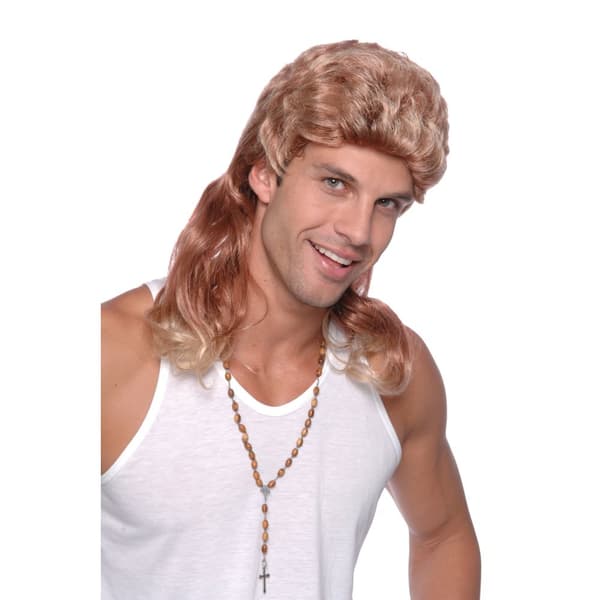 Bristol Novelty Mens Two Tone Mullet Peruk Blond/Brown One Size