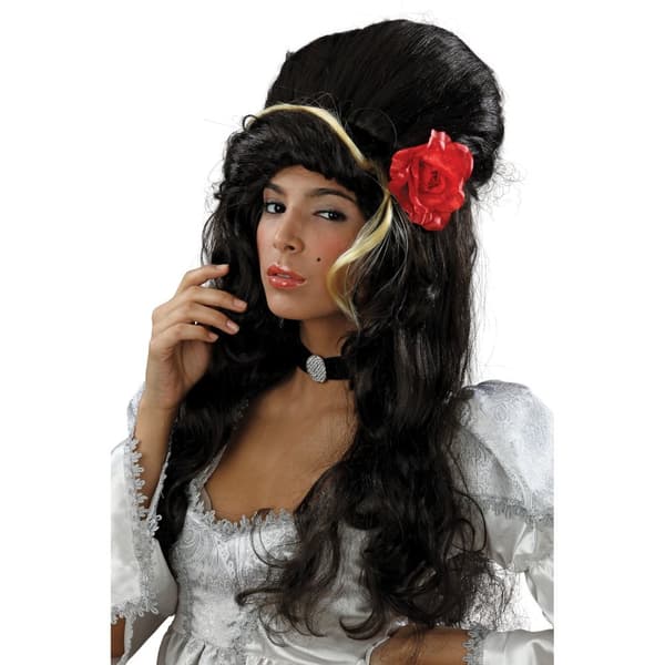 Bristol Novelty Womens/Ladies Curly Beehive With Rose Wig Black One Size