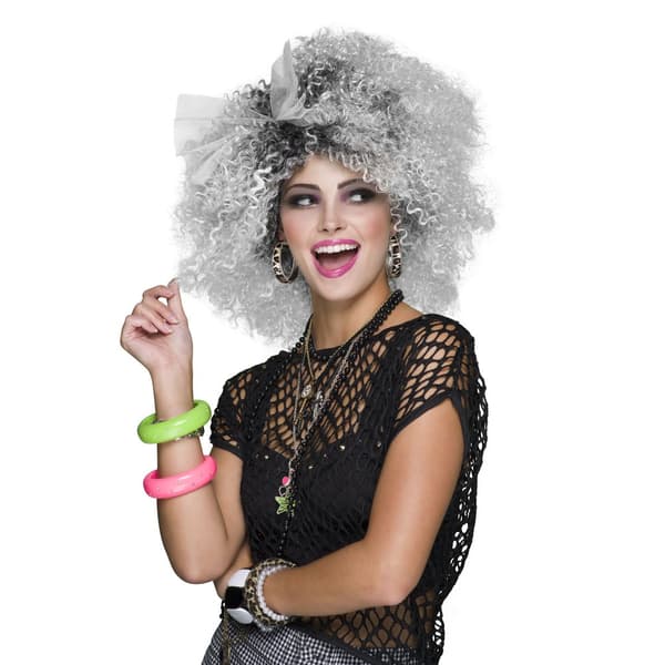 Bristol Novelty Womens/Ladies 80s Pop Icon Two Tone Wig Grey/Black One Size