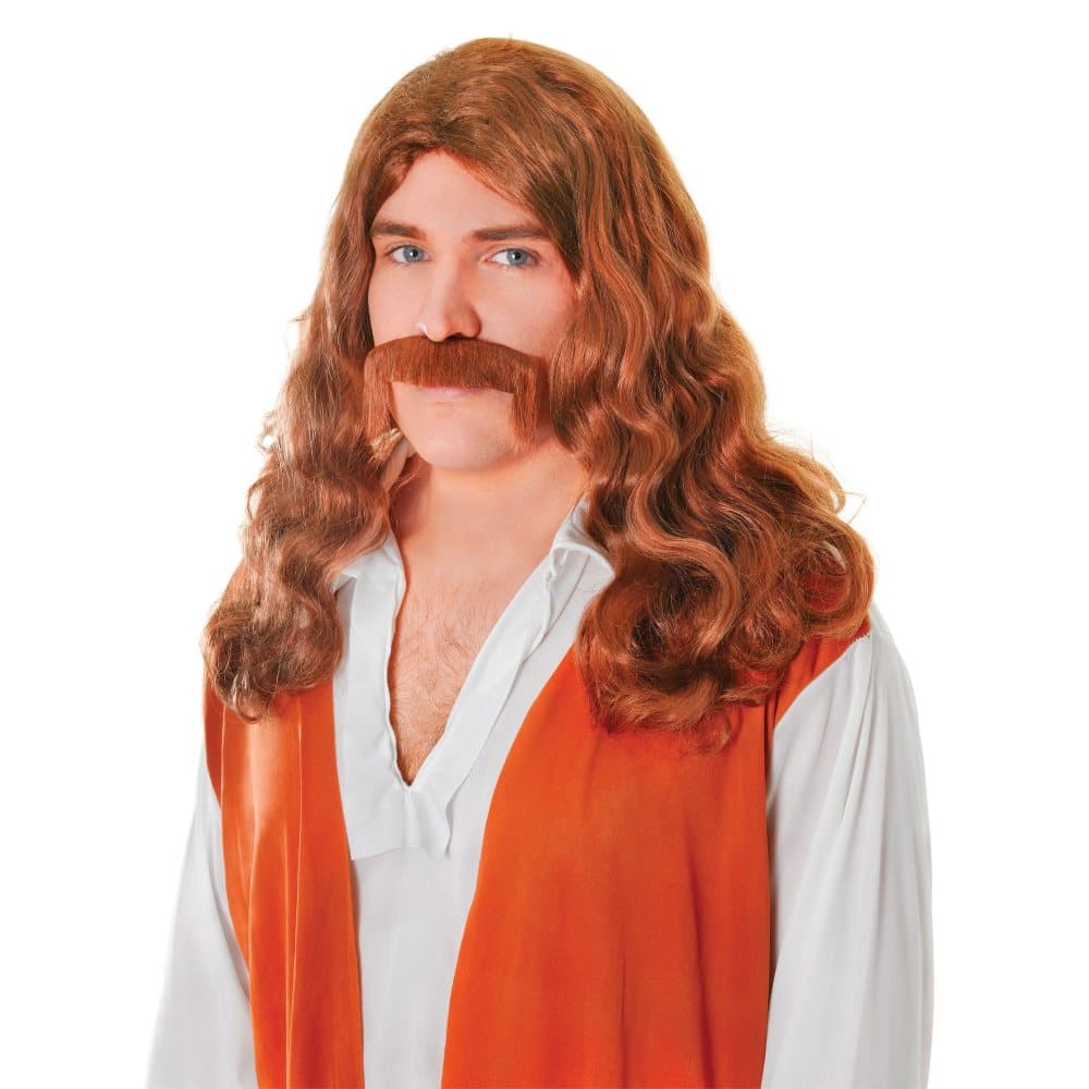 Bristol Novelty Hippy peruk och mustasch för män