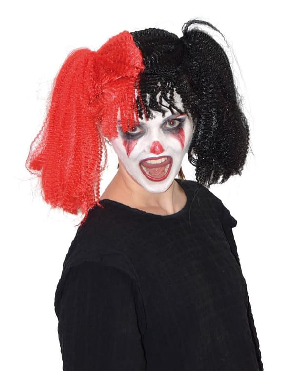 Jester HarleyQuin Peruk Svart Röd