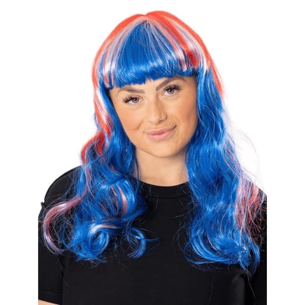Bristol Novelty Union Jack Wig Blue/Red/White One Size