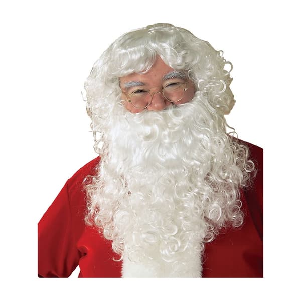 Bristol Novelty Klassisk julemandssæt med skæg og paryk til mænd White One Size