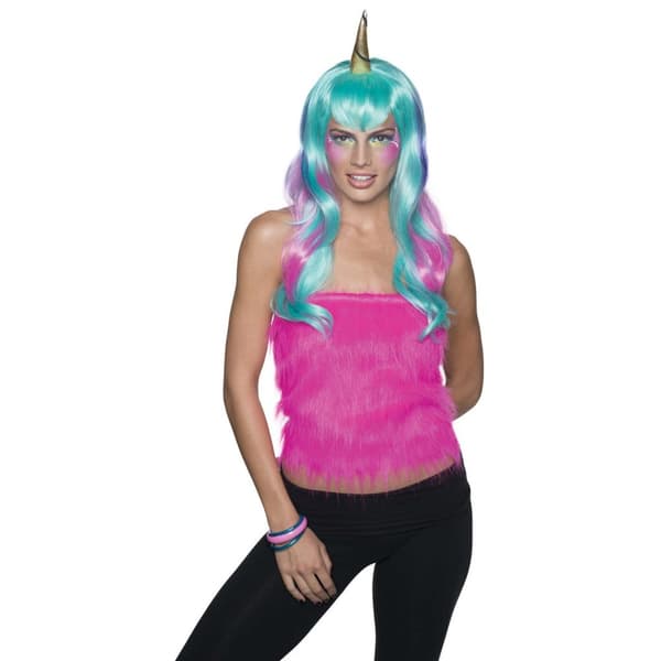 Bristol Novelty Unisex Adult Unicorn Fairy Wig Pink/Blue One Size