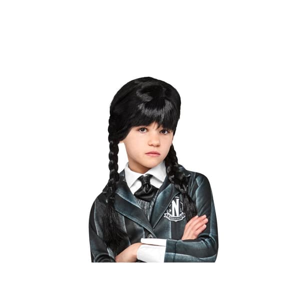 Wednesday Childrens/Kids Wig Black One Size