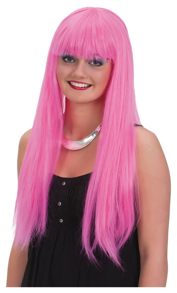 Lång Rosa Peruk med Lugg